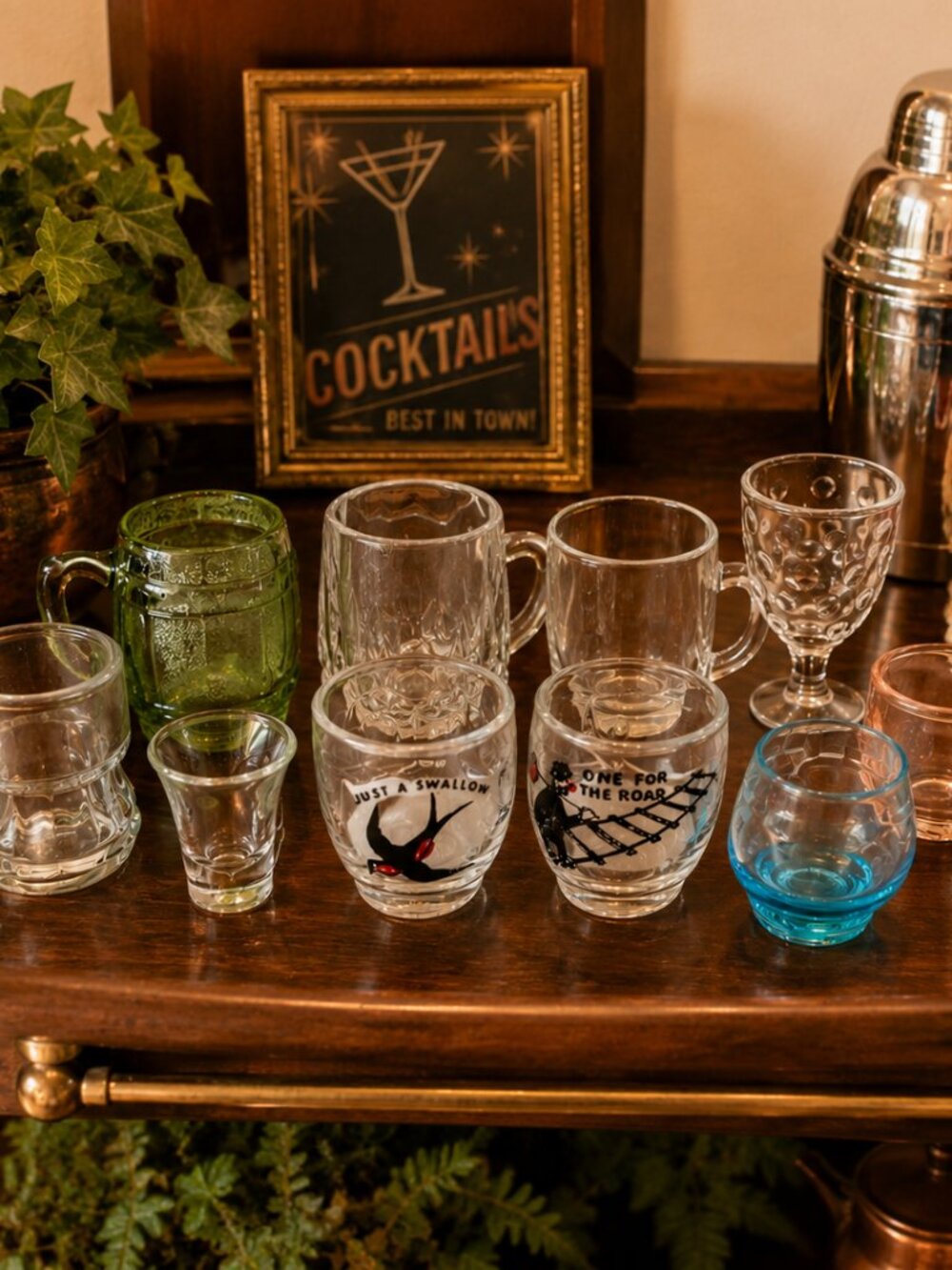 Vintage Shot Glass Collection Lot of 10 Depression Federal Mikasa Bohemian Cryst